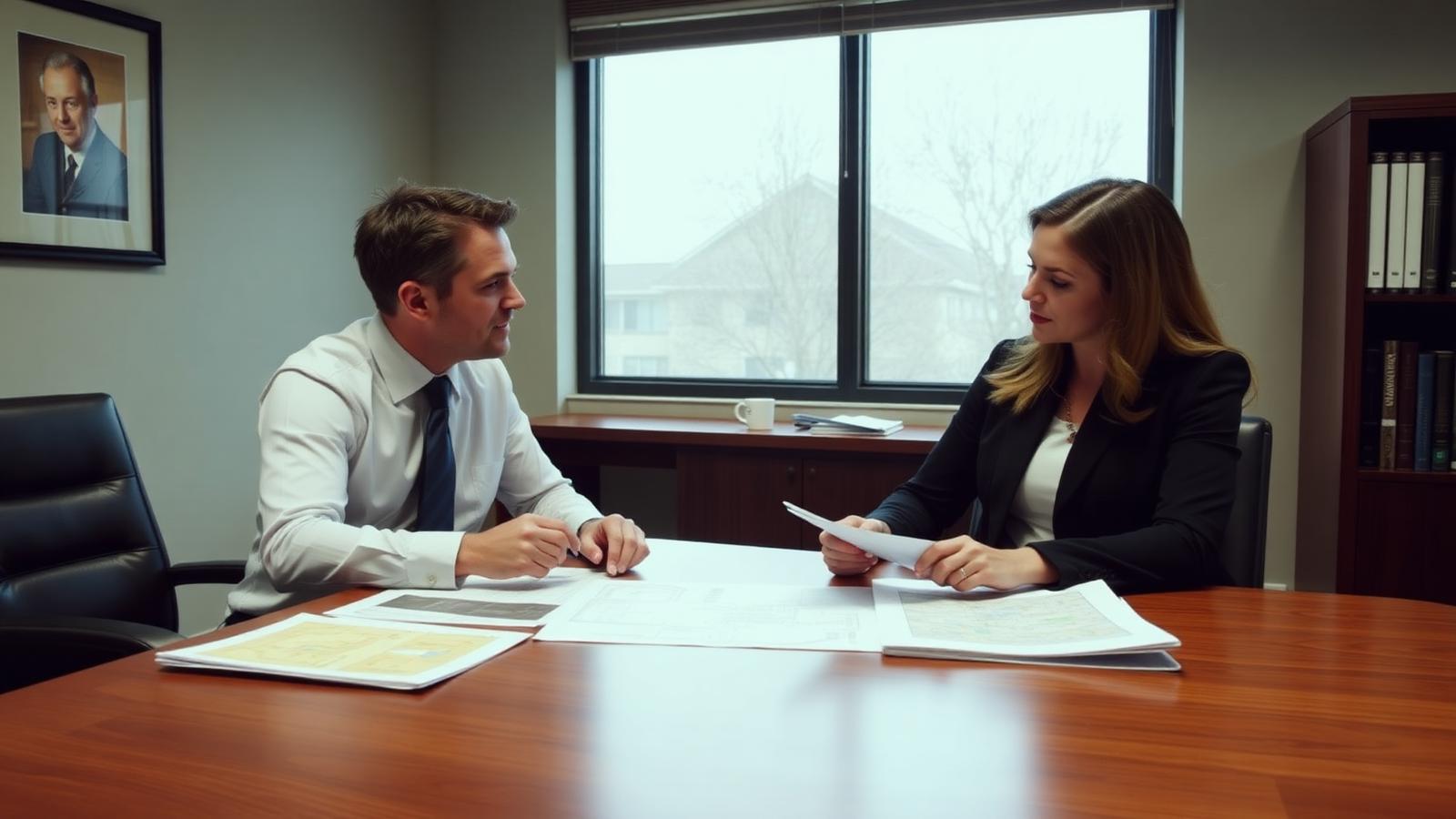 New Jersey cannabis licensing counsel reviewing CRC application documents and municipal site plans with a client